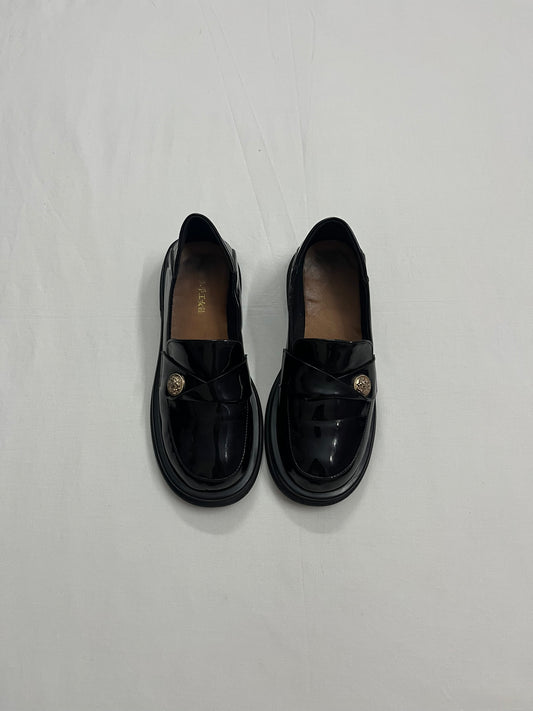 Gold-Button Patent Loafers, EU37