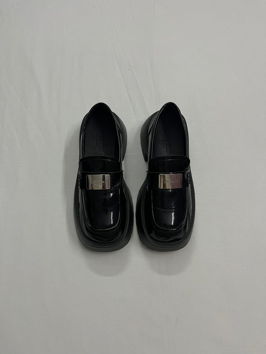 Metal Buckle Chunky Platform Loafers, EU36.5