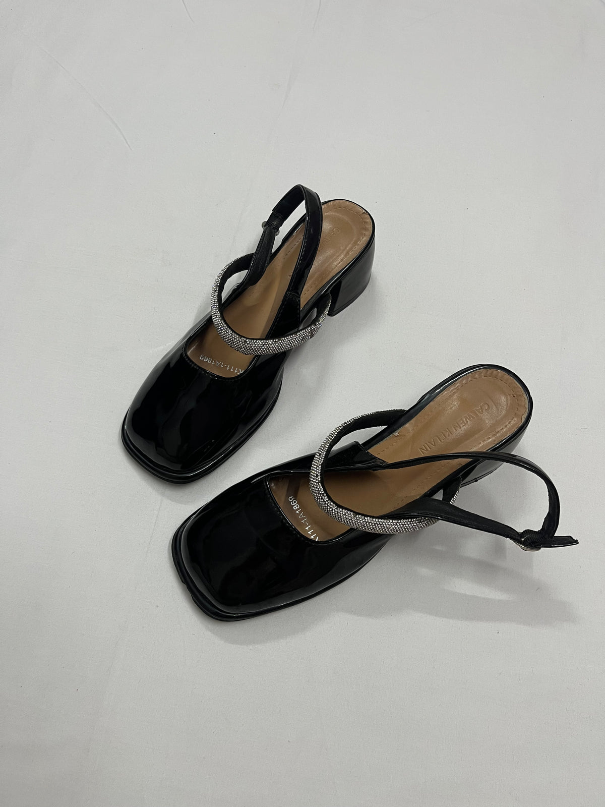 Rhinestone Low Block Heels, EU39