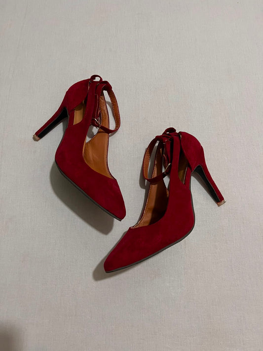 Scarlet Elegance Pointed-Toe Heels