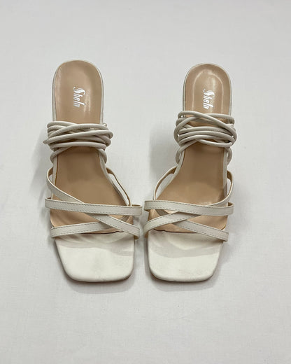 White Geometric Heels, EU40