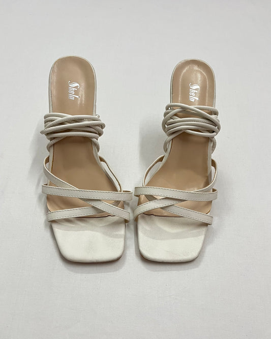 White Geometric Heels, EU40