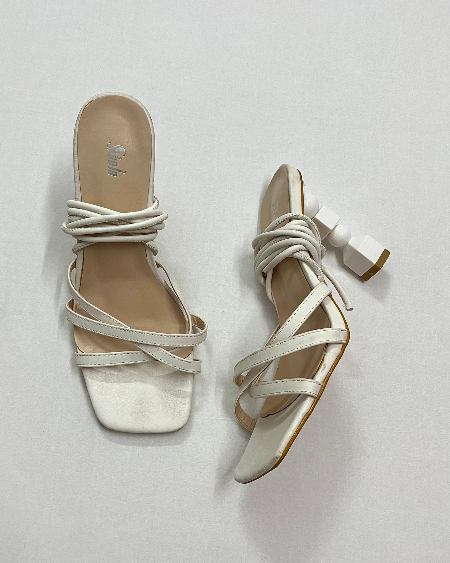 White Geometric Heels, EU40