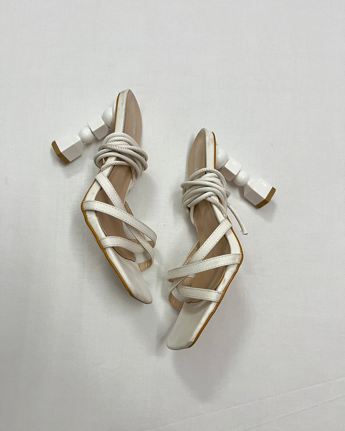 White Geometric Heels, EU40