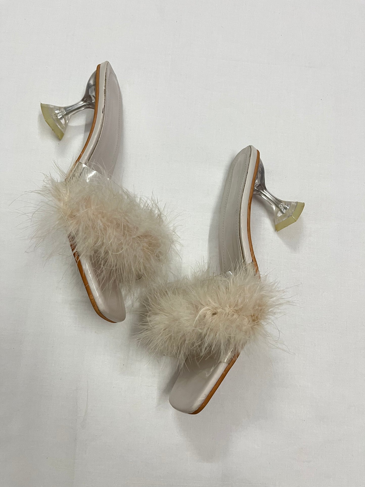 Faux Feather Square-Toe Clear Heeled, EU41