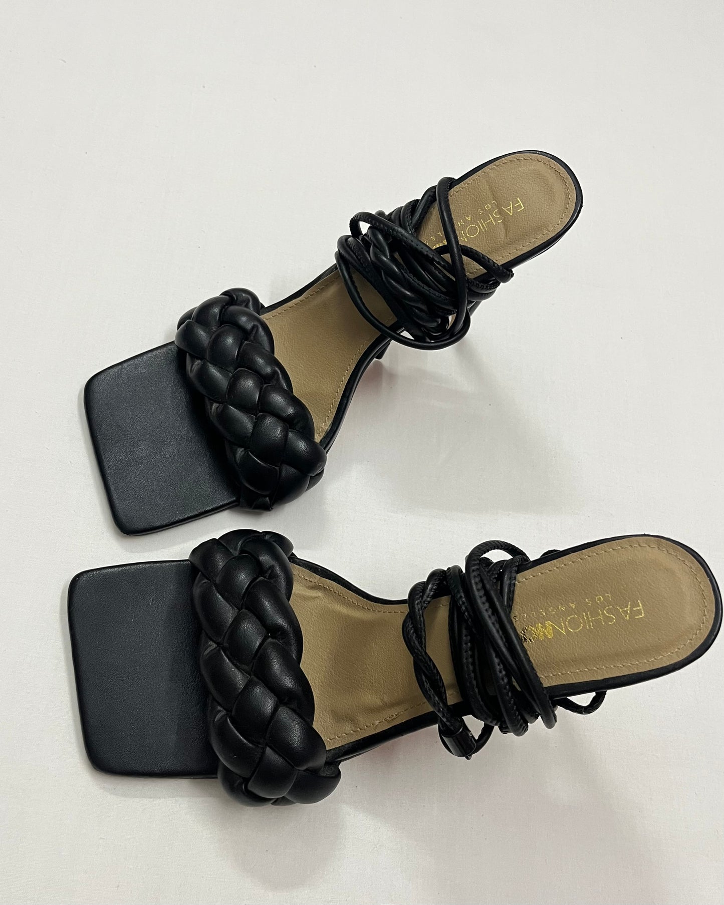 Black Braided Lace-Up Heels, EU40