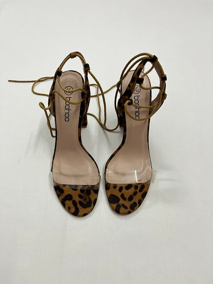 Leopard Print Lace-Up Block Heels, EU40