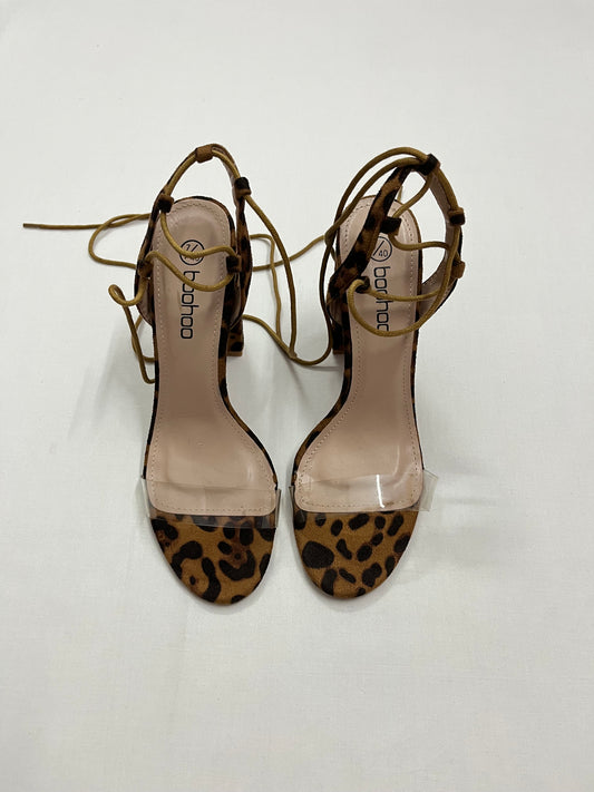 Leopard Print Lace-Up Block Heels, EU40