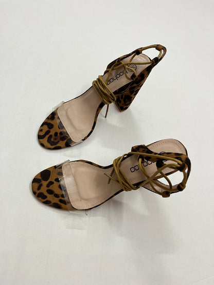 Leopard Print Lace-Up Block Heels, EU40