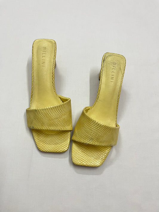 Lemon Snakeskin Square-Toe Heels, EU41