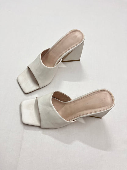 Square-Toe Chunky Block Heeled Mules, EU39