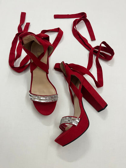 Suede Lace-Up Platform Heels, EU38