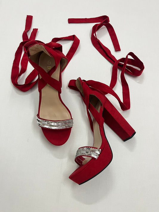 Suede Lace-Up Platform Heels, EU38