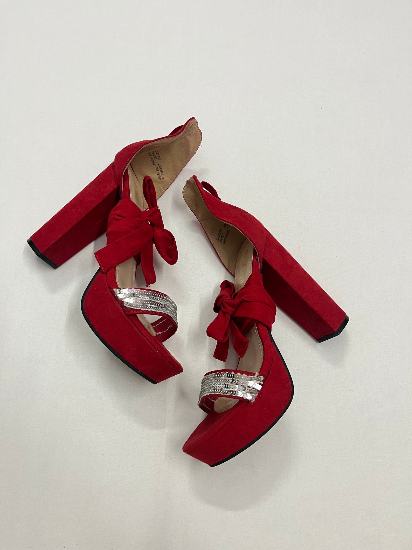Suede Lace-Up Platform Heels, EU38