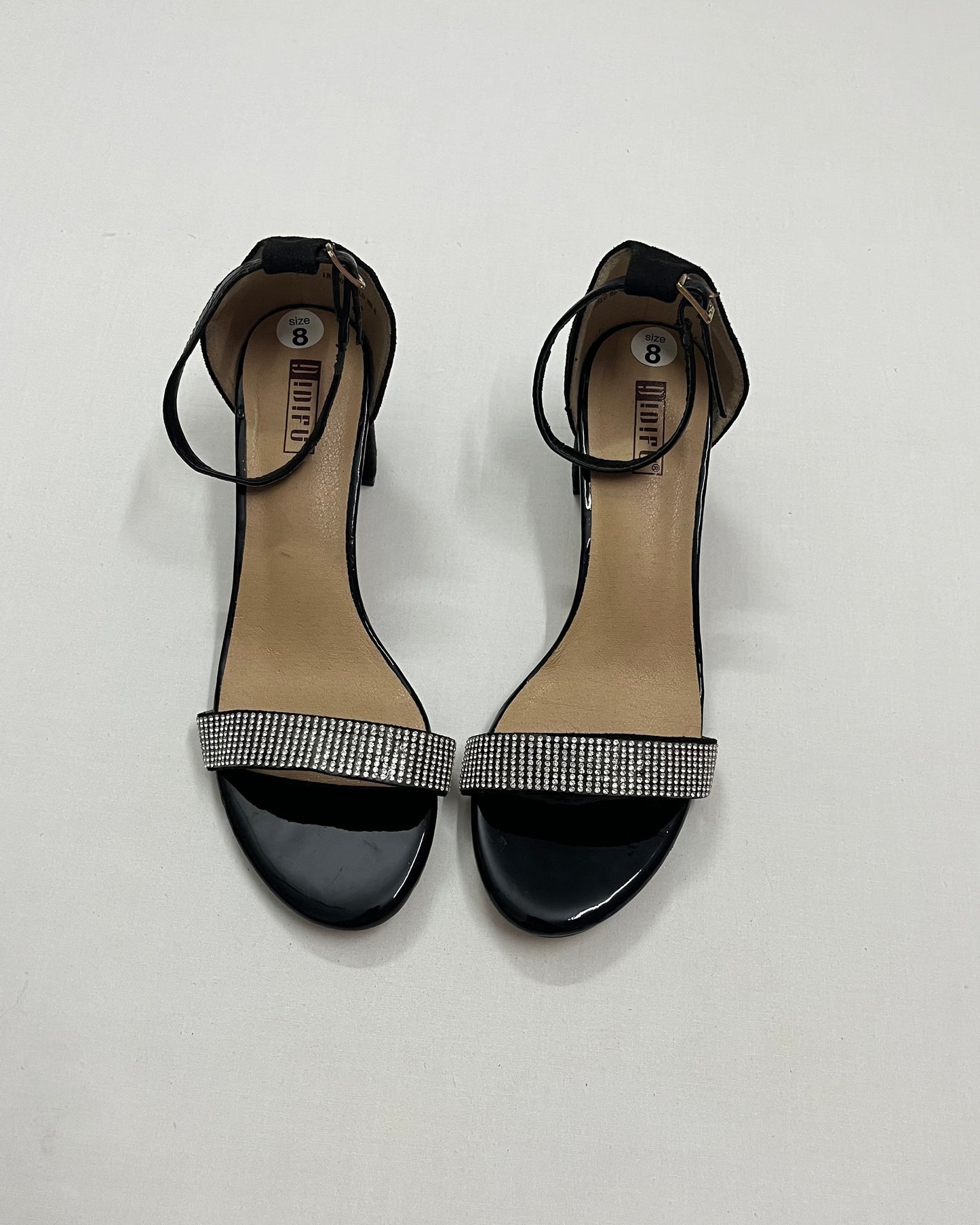 Black Ankle Strap Block Heels, EU38
