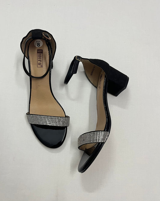 Black Ankle Strap Block Heels, EU38