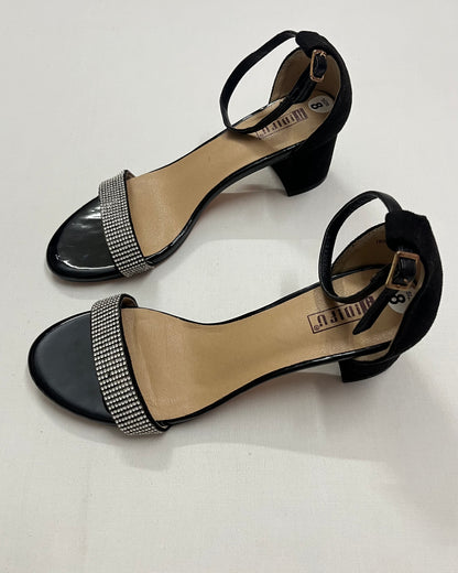 Black Ankle Strap Block Heels, EU38