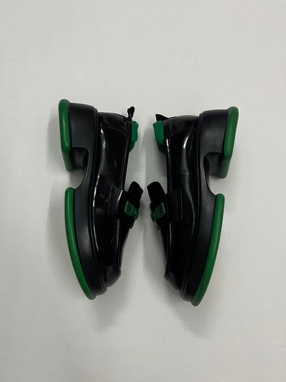 Black & Green Sculpted Platform Loafers, EU36