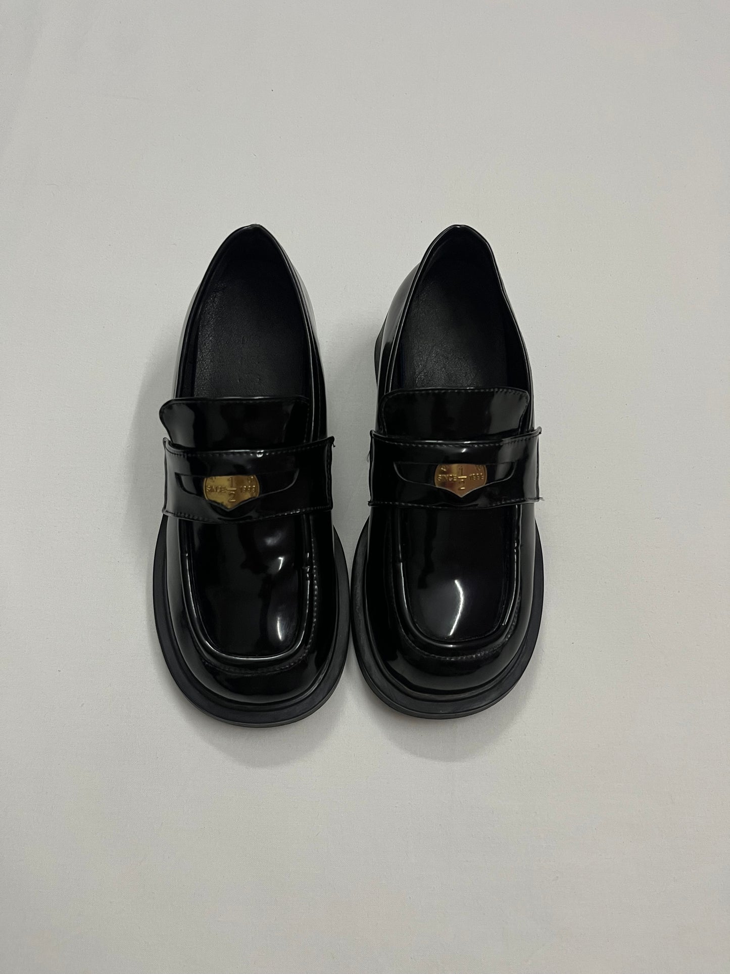 Iconic Gold Shield Platform Loafers, EU36