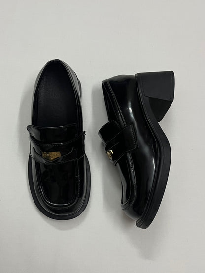 Iconic Gold Shield Platform Loafers, EU36