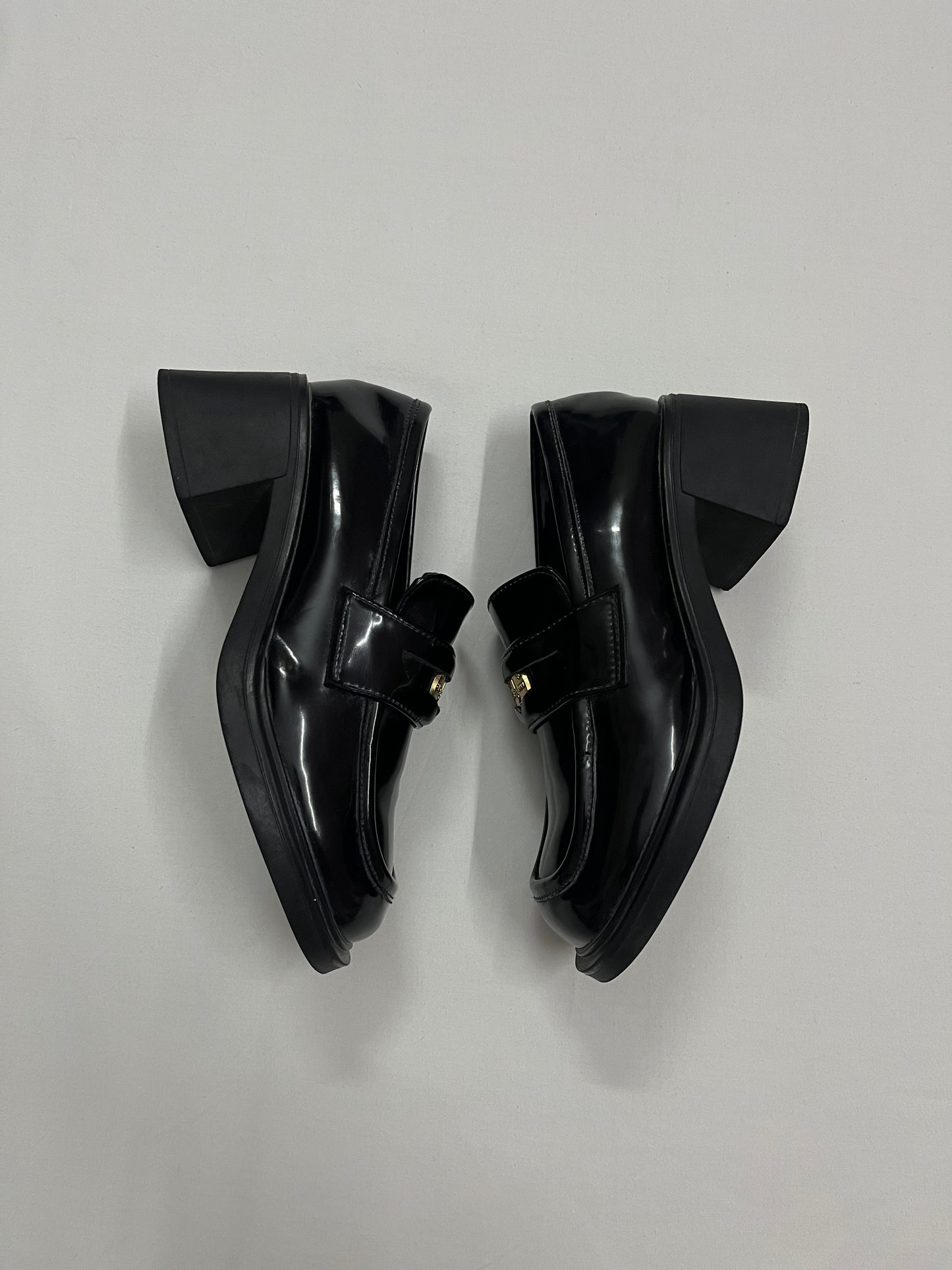 Iconic Gold Shield Platform Loafers, EU36
