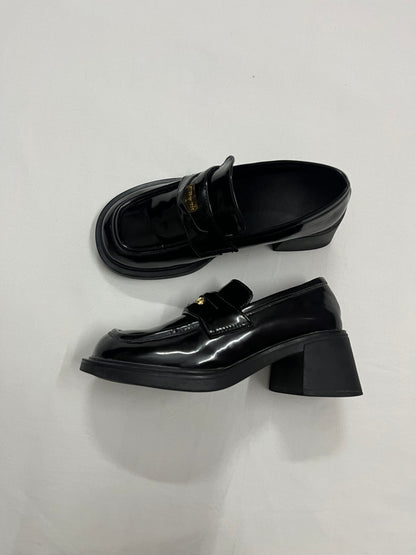 Iconic Gold Shield Platform Loafers, EU36