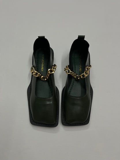 Gold Chain Square-Toe Mary Janes, EU37