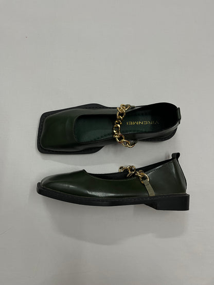 Gold Chain Square-Toe Mary Janes, EU37