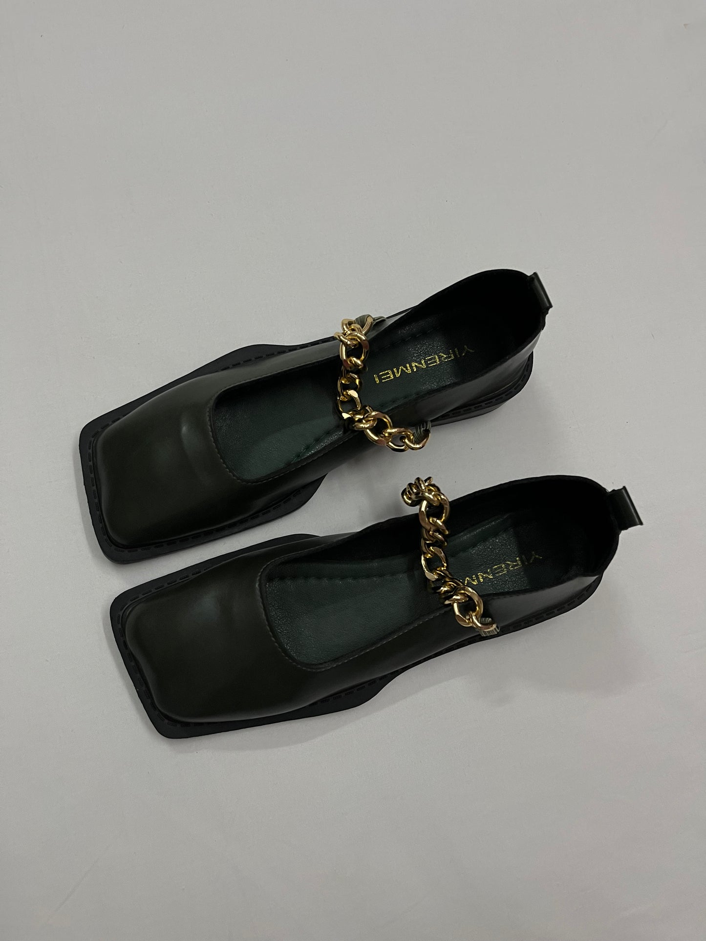 Gold Chain Square-Toe Mary Janes, EU37