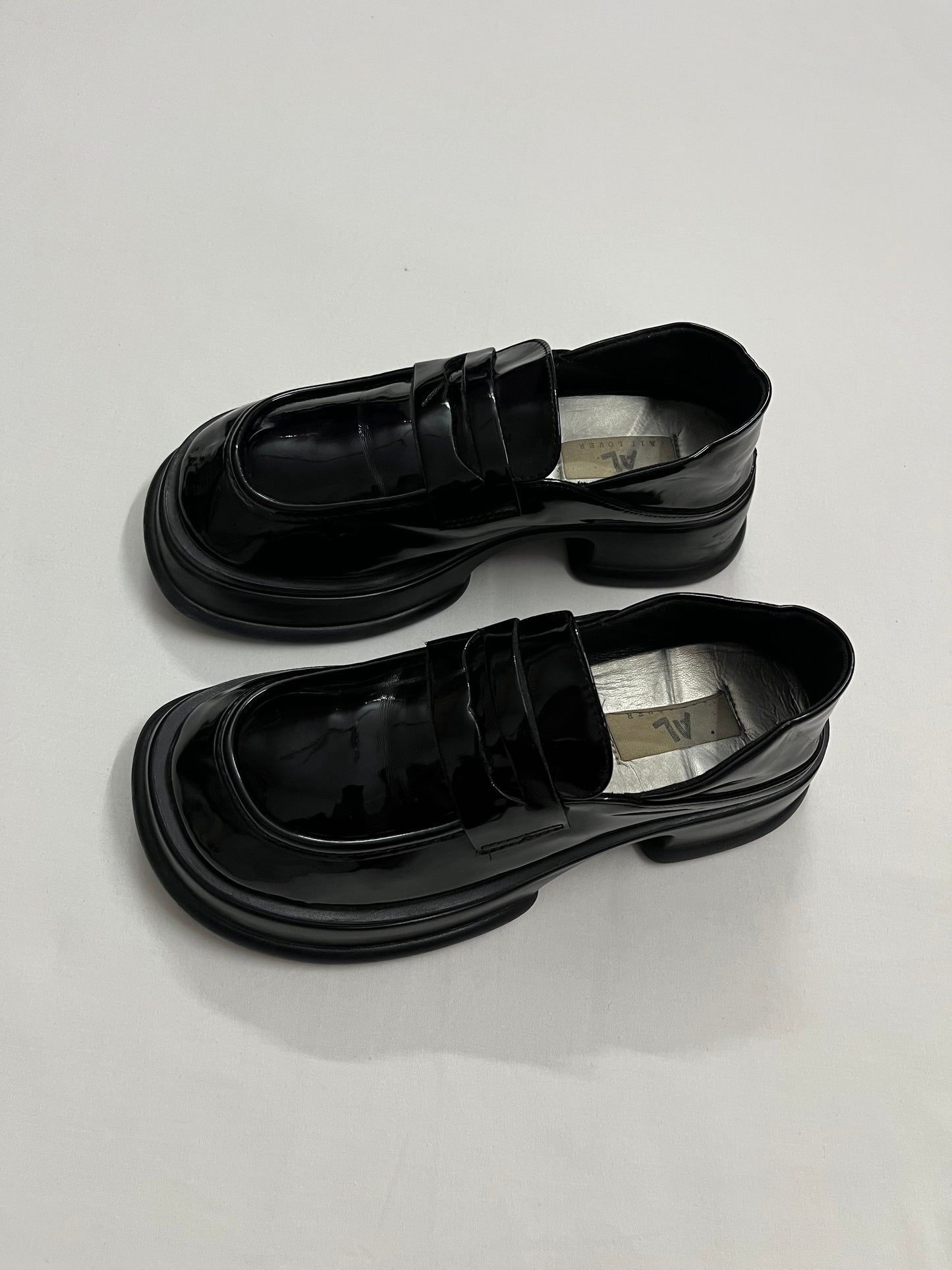 Glossy Sculpted Platform Loafers, EU38