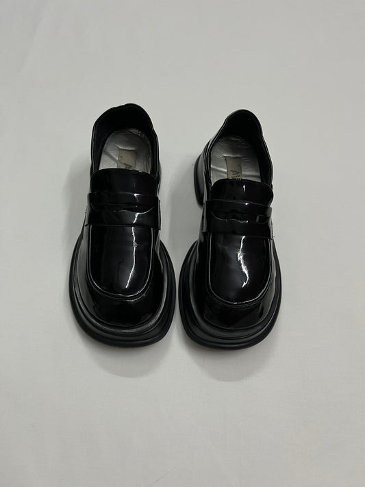 Glossy Sculpted Platform Loafers, EU38