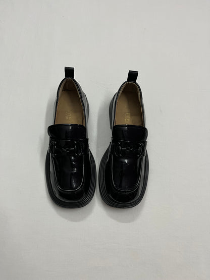 All-Black Horsebit Platform Loafers, EU39