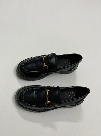 Vintage Gold Horsebit Loafer, EU38