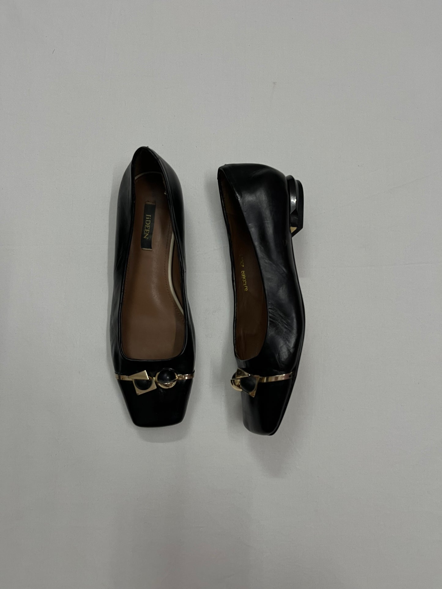 Gold Geometric Square-Toe Flats, EU36.5