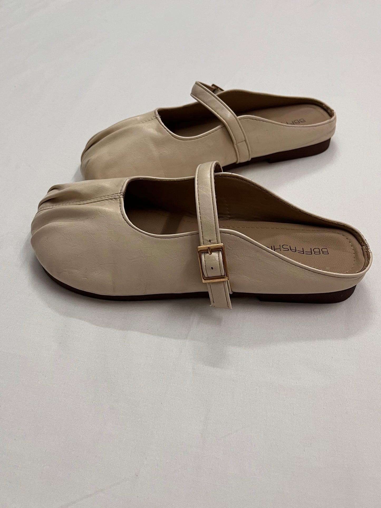 Cream Ruched Leather Mary Janes, EU36