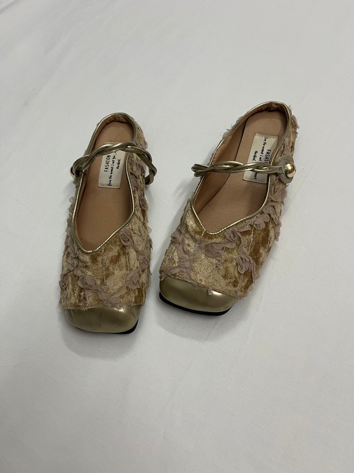 Champagne Floral Mary Janes , EU37