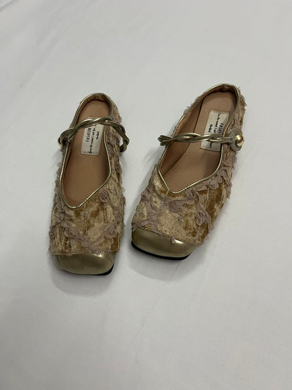 Champagne Floral Mary Janes , EU37