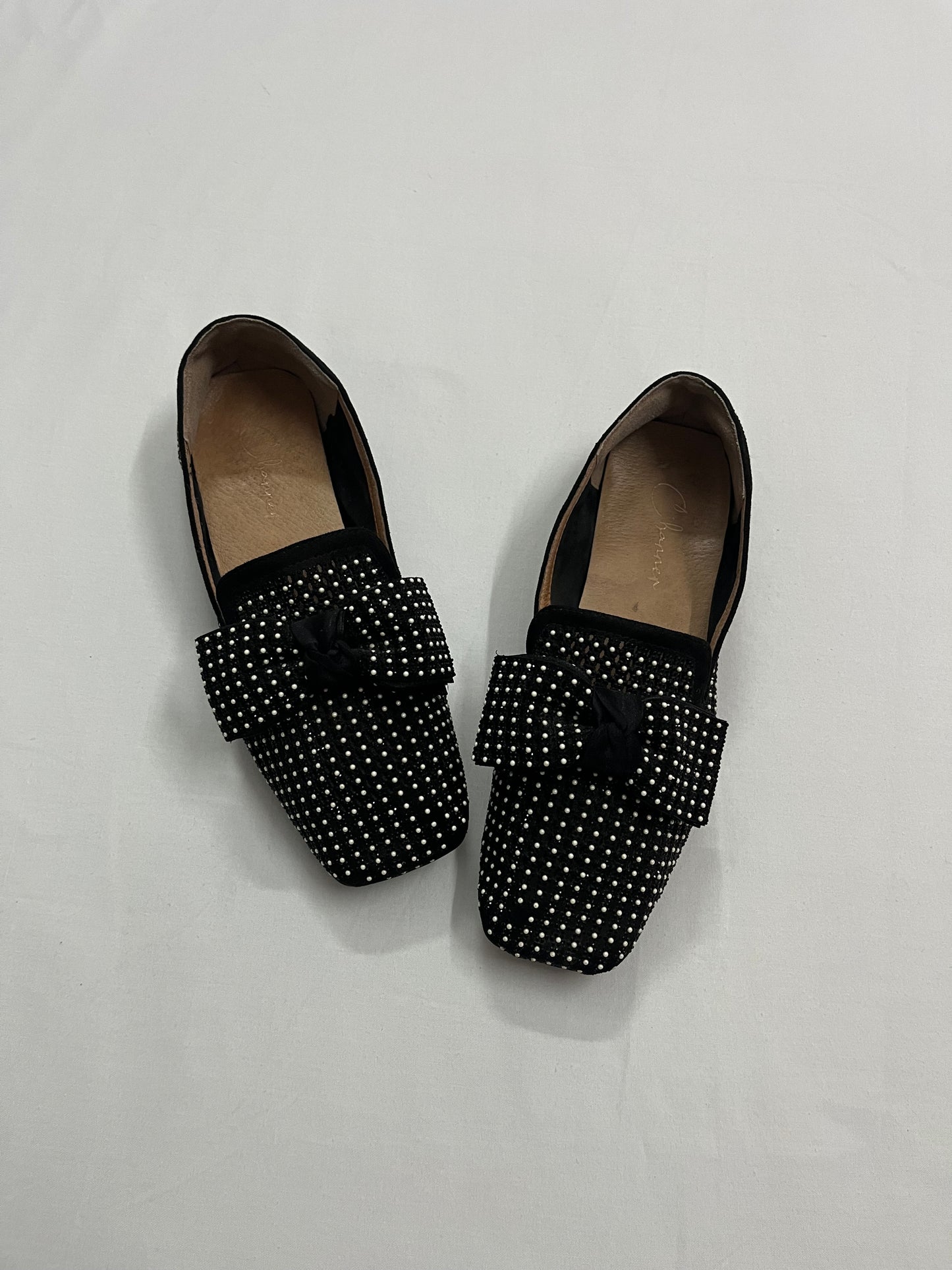 Black Studded Bow Flats, EU36.5