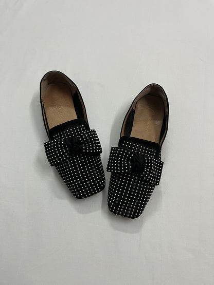 Black Studded Bow Flats, EU36.5