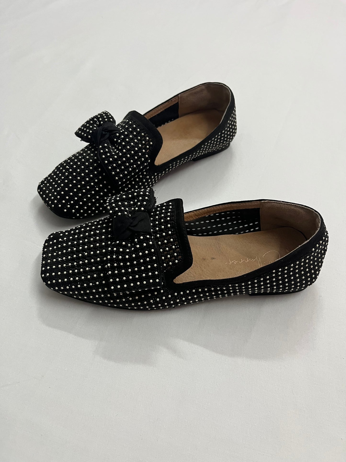 Black Studded Bow Flats, EU36.5