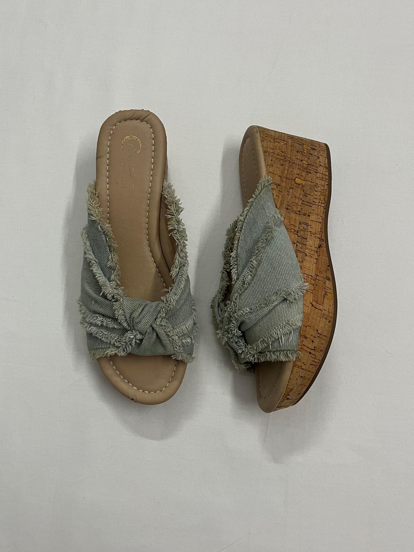 Faded-Denim Wedges, EU37