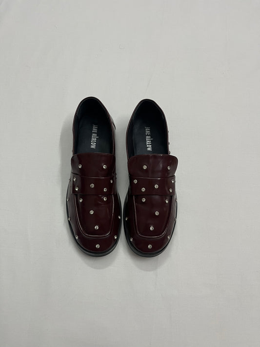 Dark Cherry Studded Loafers, EU37