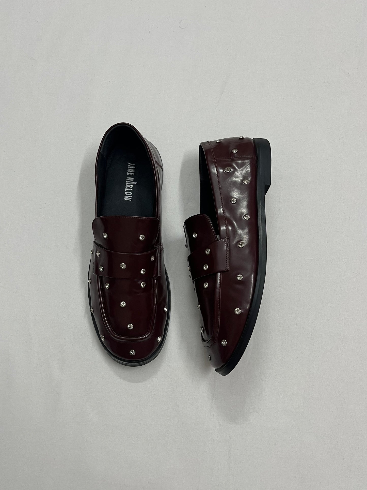 Dark Cherry Studded Loafers, EU37