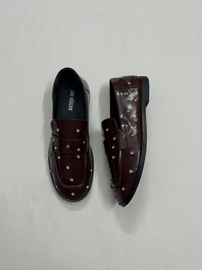 Dark Cherry Studded Loafers, EU37