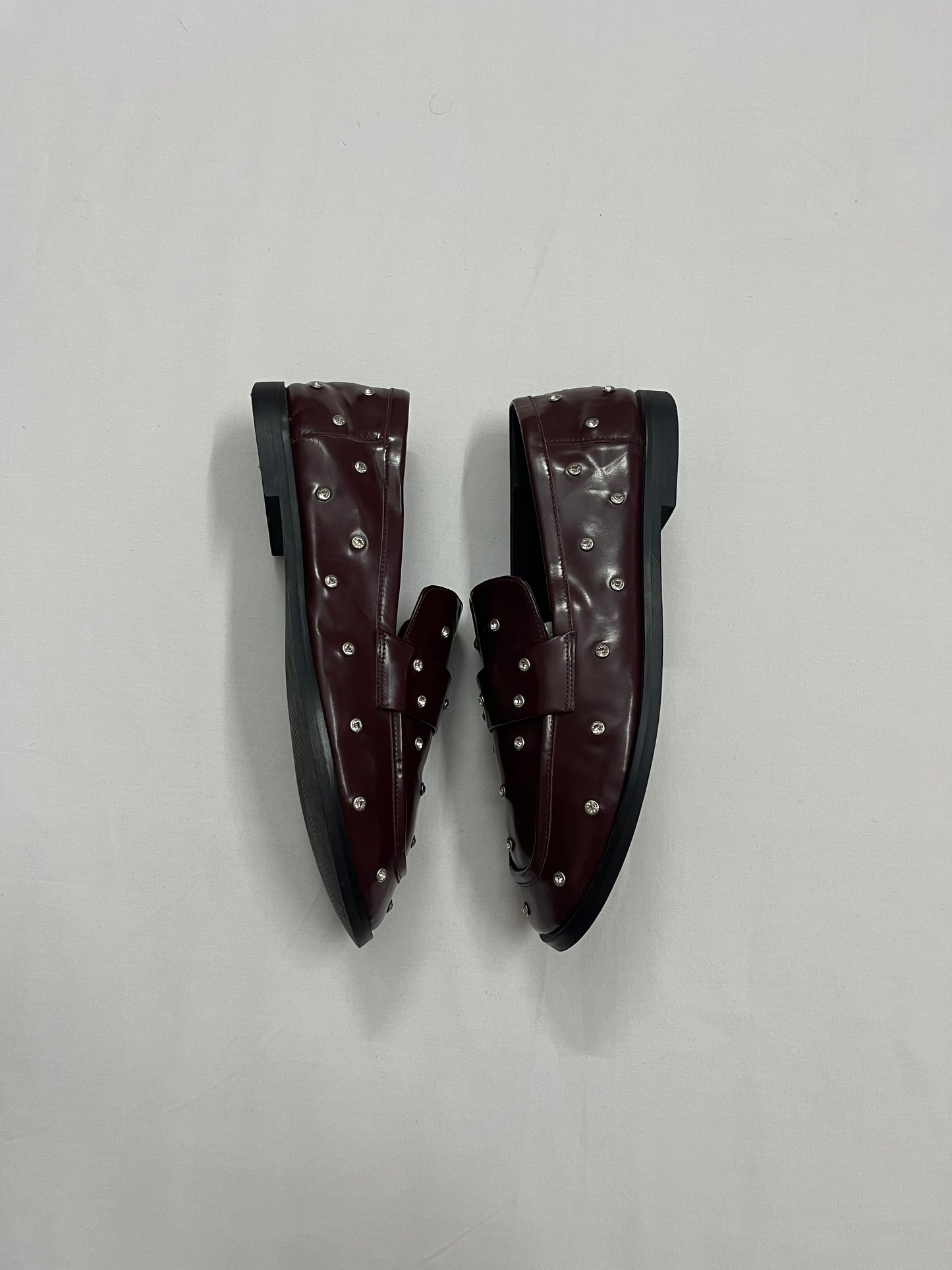 Dark Cherry Studded Loafers, EU37