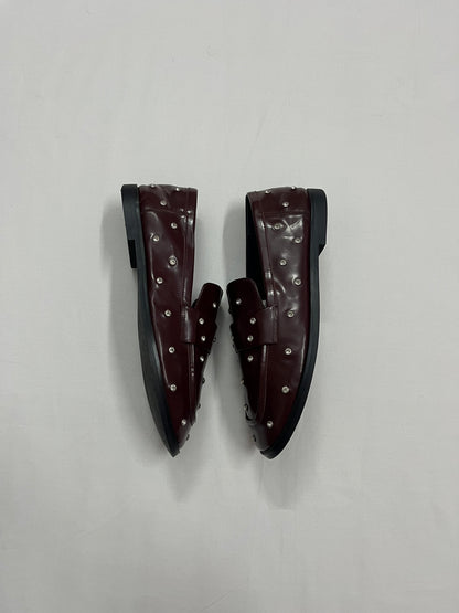 Dark Cherry Studded Loafers, EU37