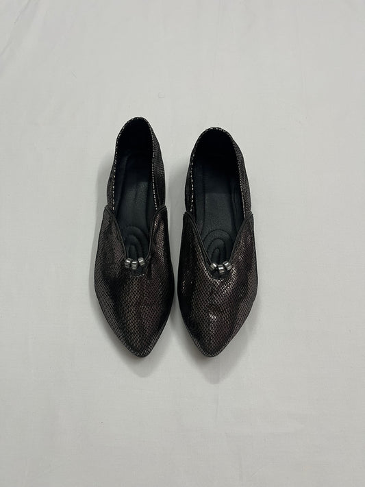 Metallic Snakeskin Printed Ballet Pumps, EU41