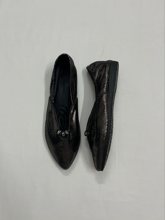 Metallic Snakeskin Printed Ballet Pumps, EU41