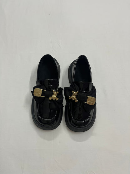 Teddy Pin Bow Chunky Loafers, EU36.5
