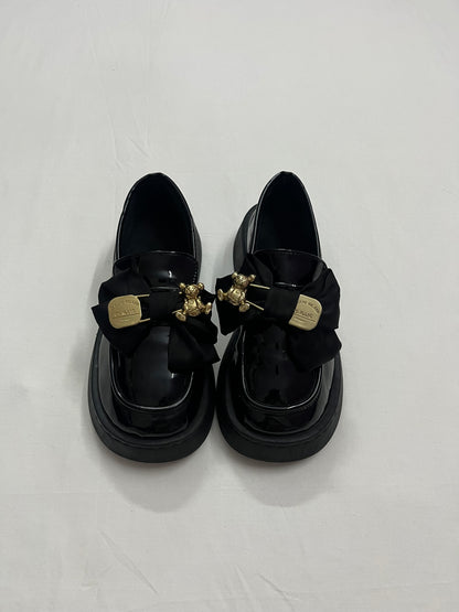 Teddy Pin Bow Chunky Loafers, EU36.5
